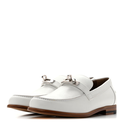 Hermes Calfskin Womens Destin Loafers 36 White 4 of 12