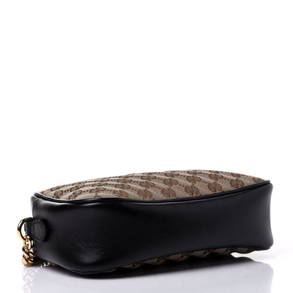 Gucci Monogram Matelasse Diagonal Small GG Marmont Chain Shoulder Bag Beige Black 3 of 4