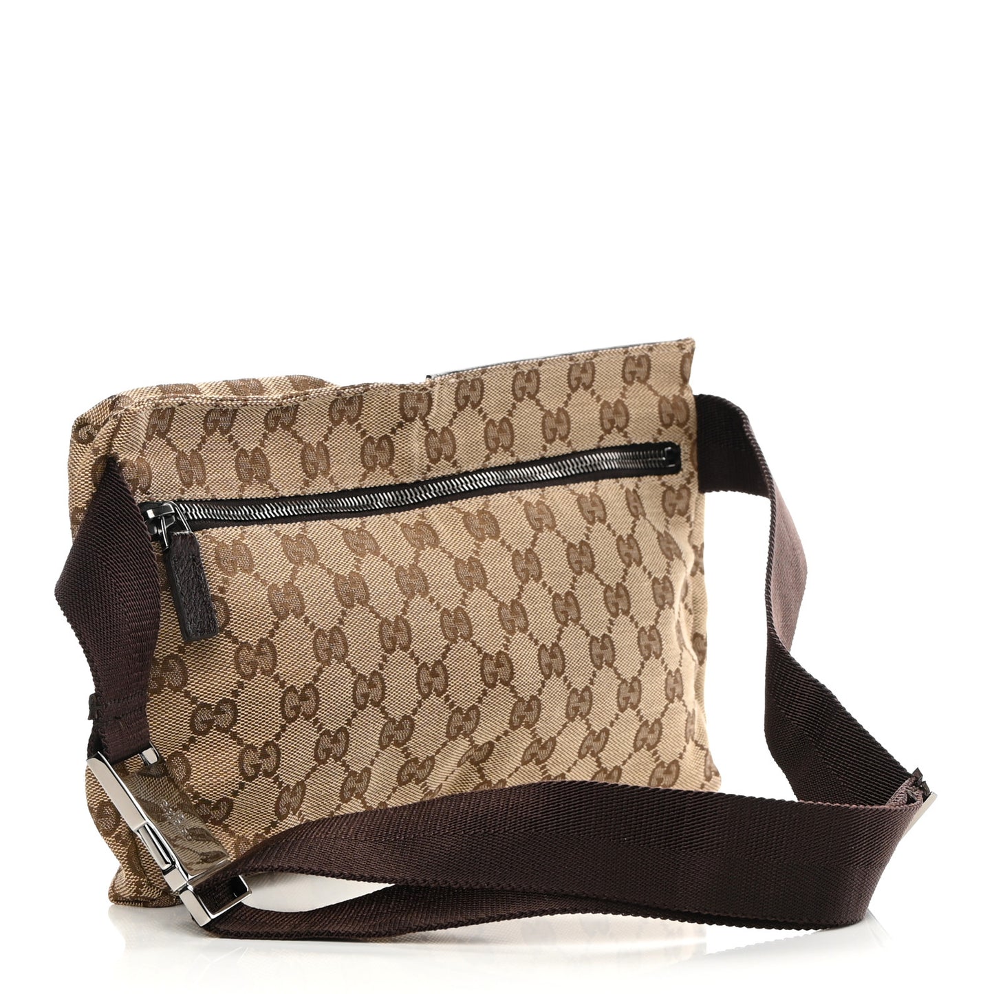 GG Monogram Double Pocket Belt Bag Dark Brown