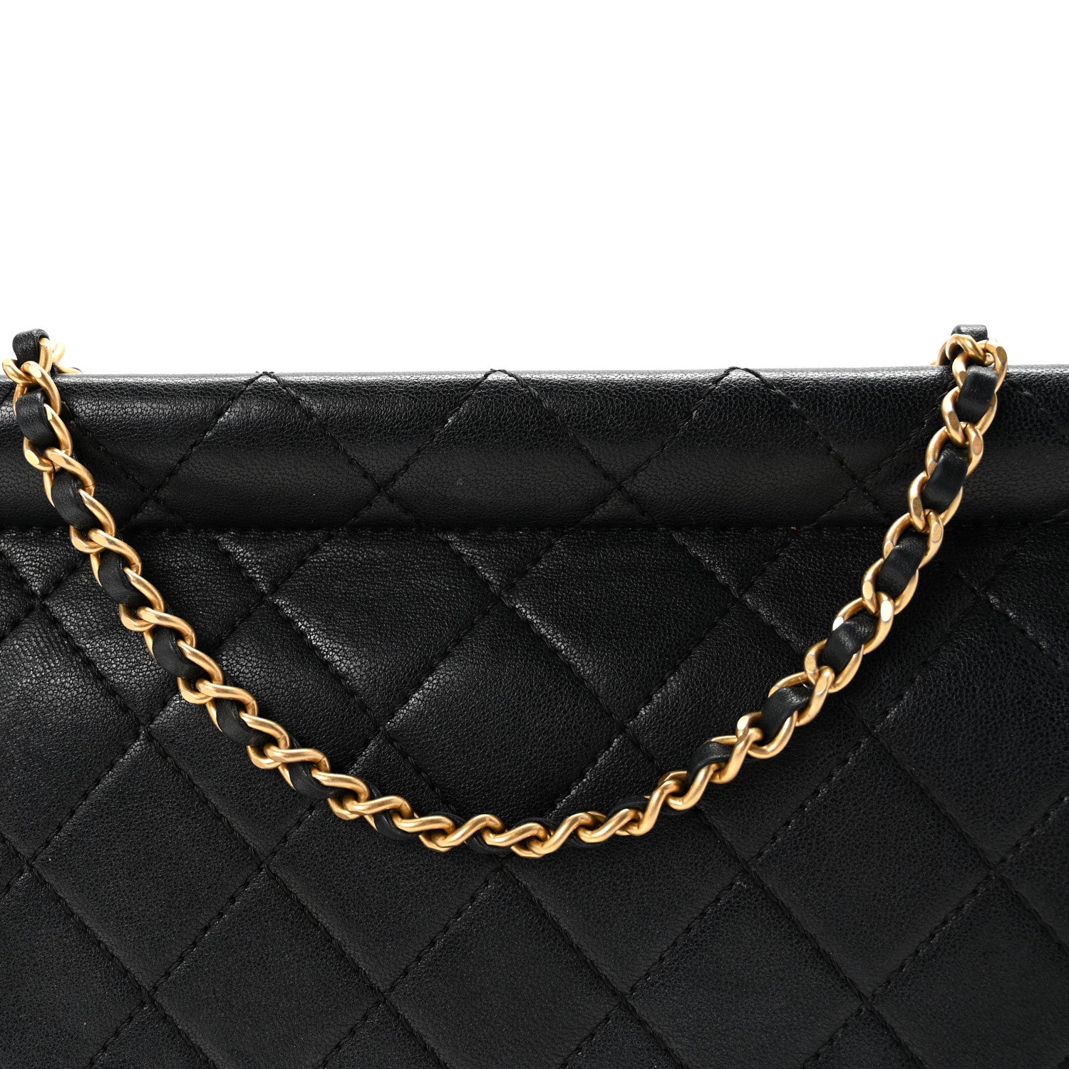 Chanel Goatskin Quilted Pearl Chain Flap Bag Black 8 of 10