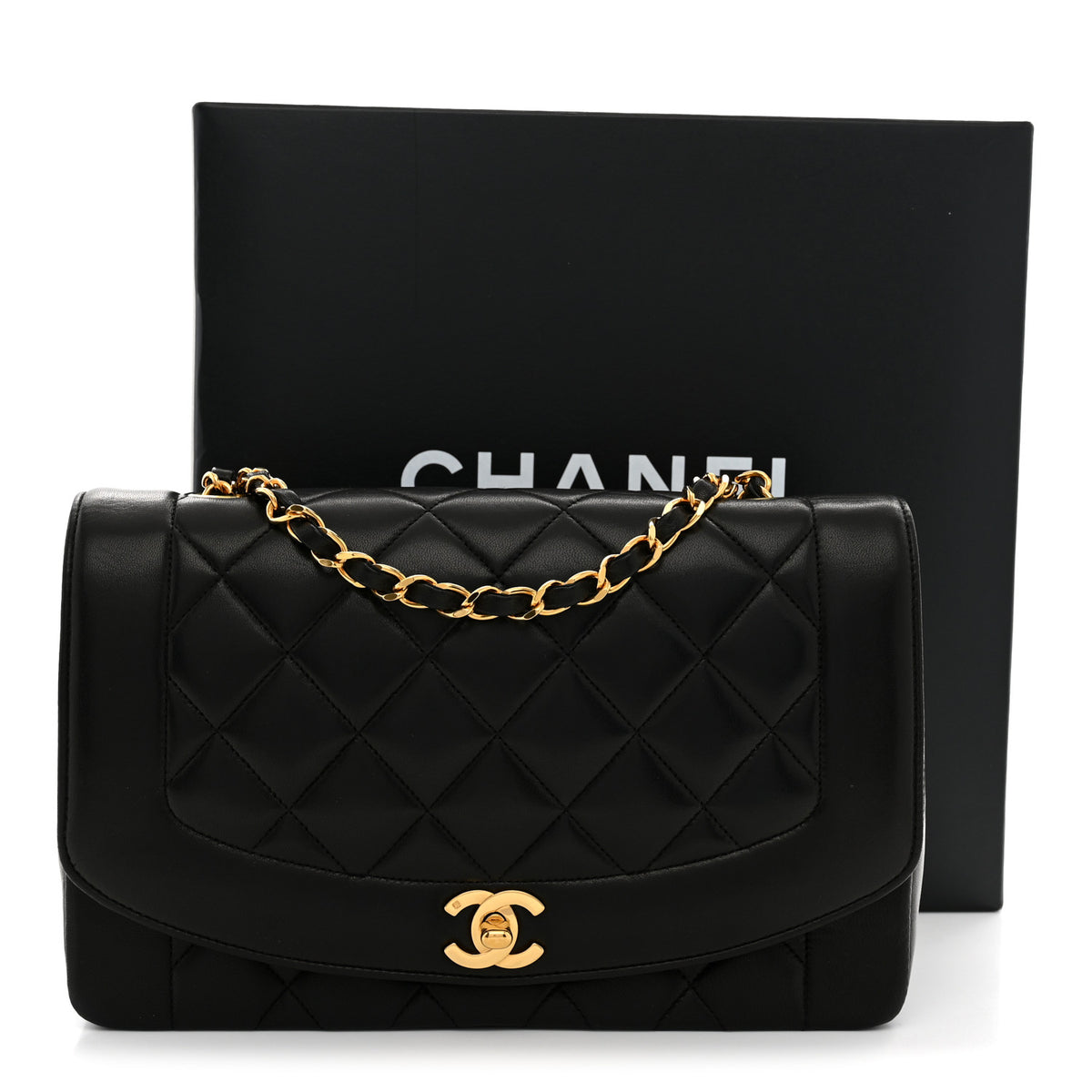 Lambskin Quilted Medium Single Flap Black