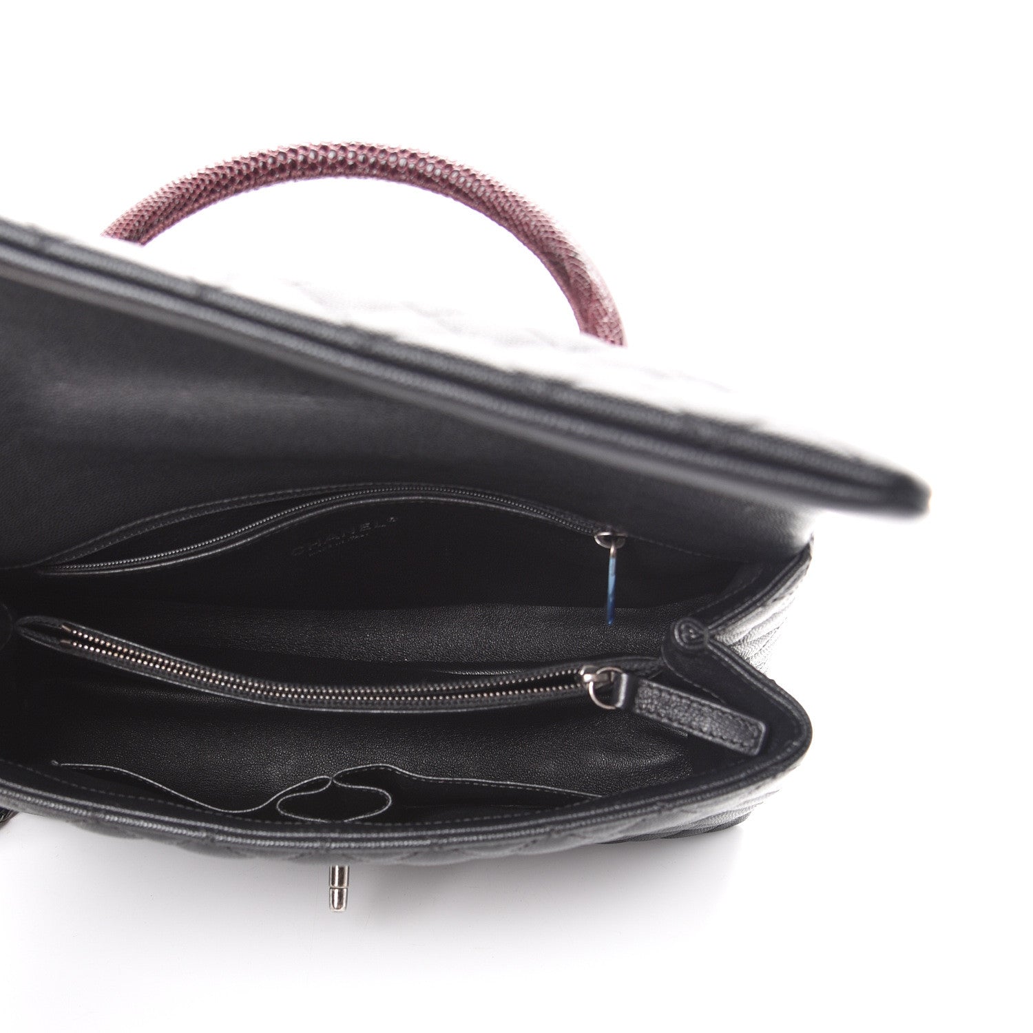 Chanel Caviar Lizard Quilted Medium Coco Handle Flap Black 4 of 12