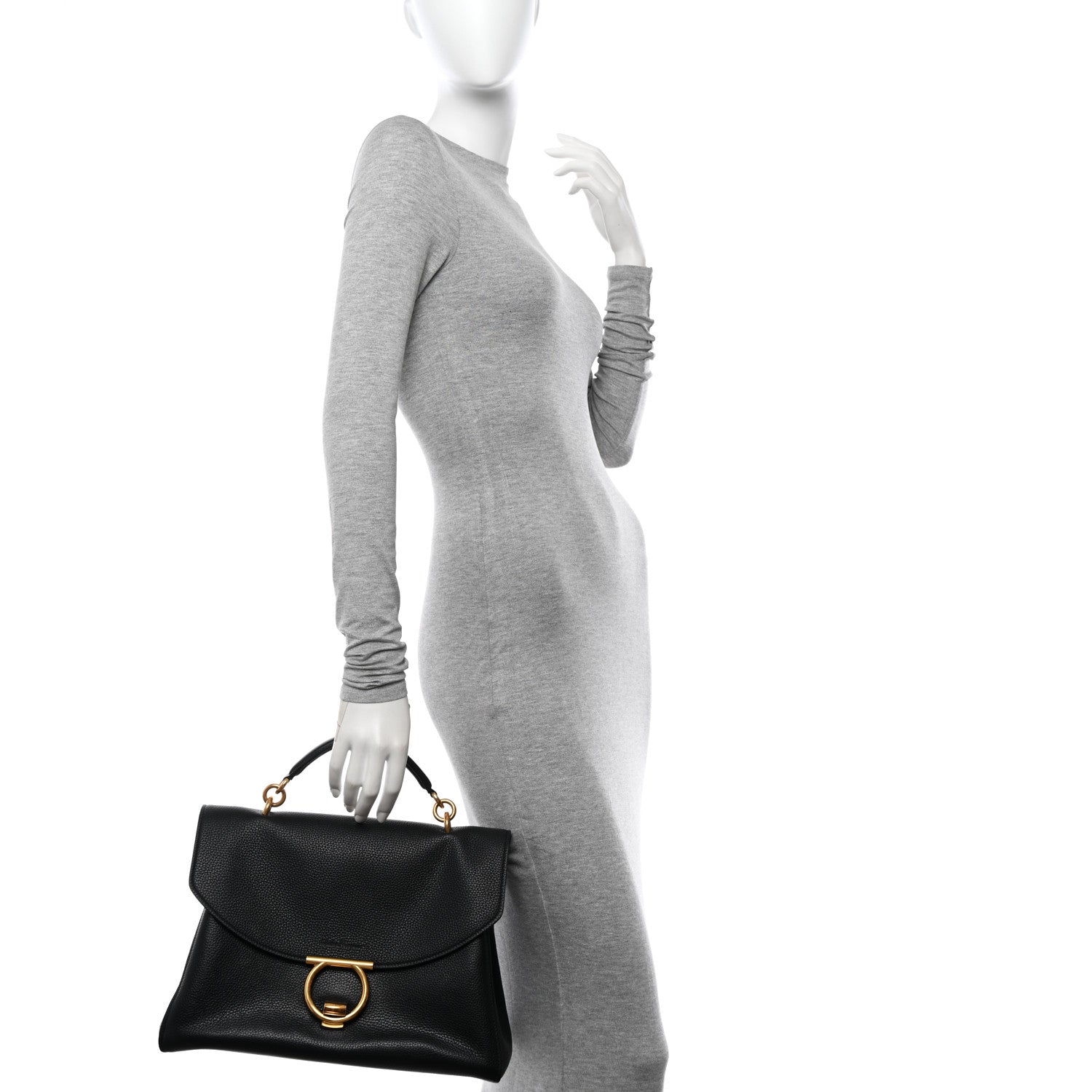 Salvatore Ferragamo Calfskin Medium Margot Top Handle Satchel Black 2 of 11