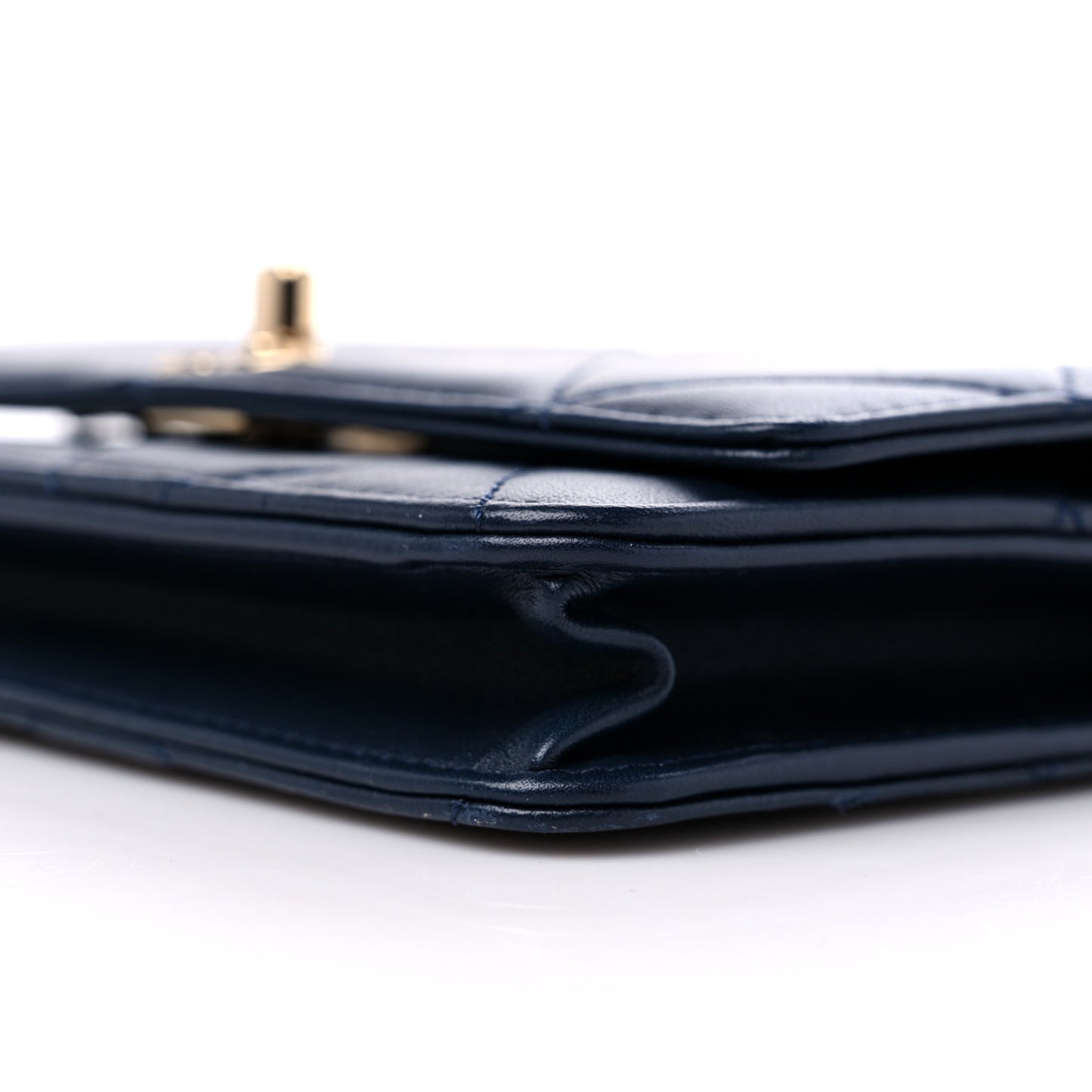 Lambskin Quilted Trendy CC Wallet On Chain WOC Navy