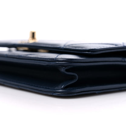 Chanel Lambskin Quilted Trendy CC Wallet On Chain WOC Navy 10 of 14