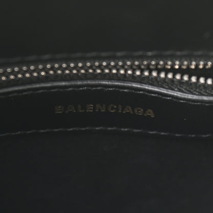 Balenciaga Calfskin Logo Crocodile Embossed S Ville Top Handle Bag Black White 6 of 10