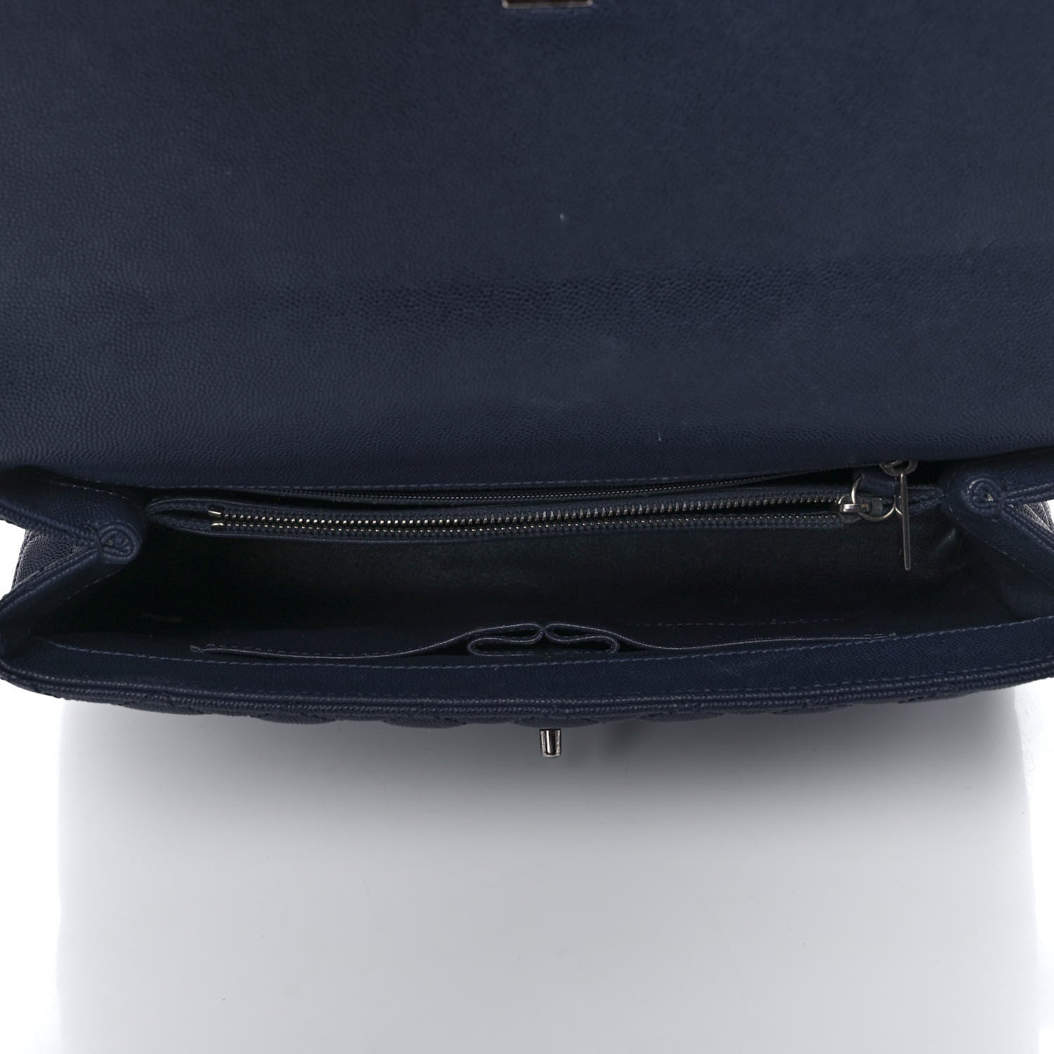 Chanel Caviar Lizard Quilted Medium Coco Handle Flap Navy 5 of 13