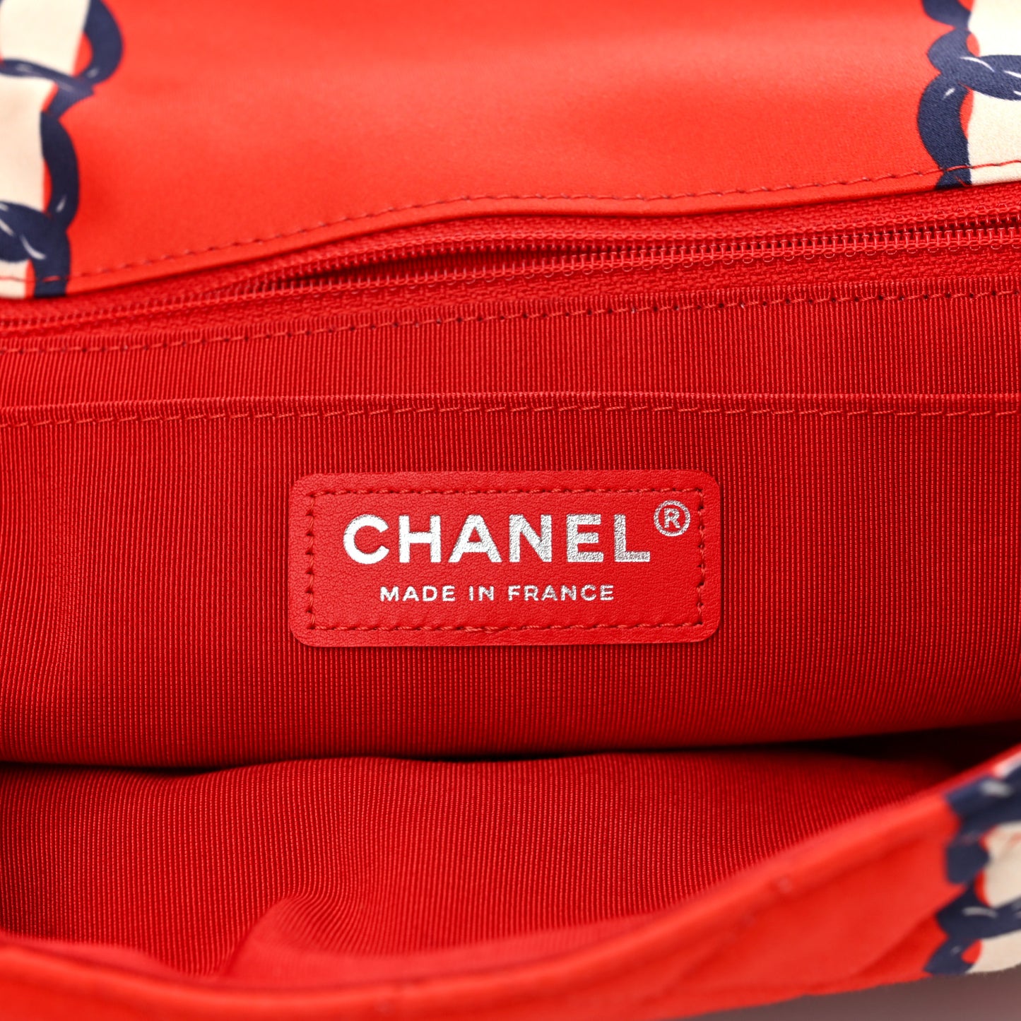 Silk Chain Printed Medium Single Flap Red