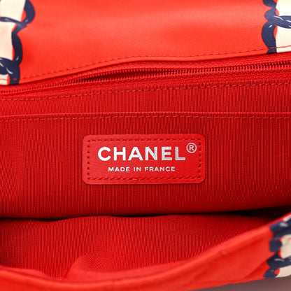 Chanel Silk Chain Printed Medium Single Flap Red 6 of 10