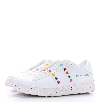 Valentino Garavani Vegan Leather Womens Rockstud Open for a Change Sneakers 40 White Multicolor 3 of 7