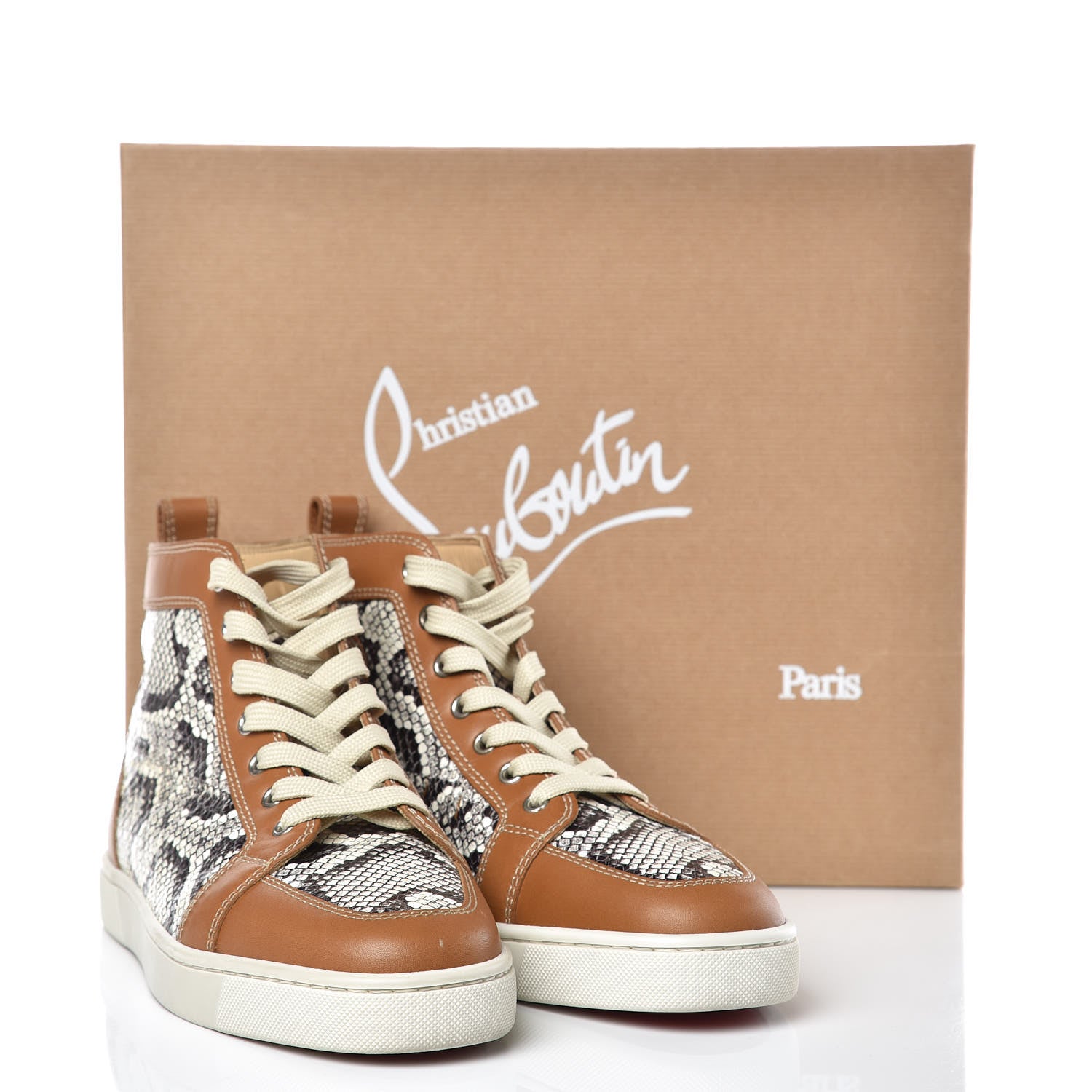 Christian Louboutin Calfskin Watersnake Print Rantus Flat Sneakers 40 Laiton Roccia 12 of 12