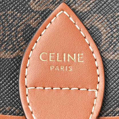 Celine Triomphe Canvas Medium Folco Bag Tan 6 of 10