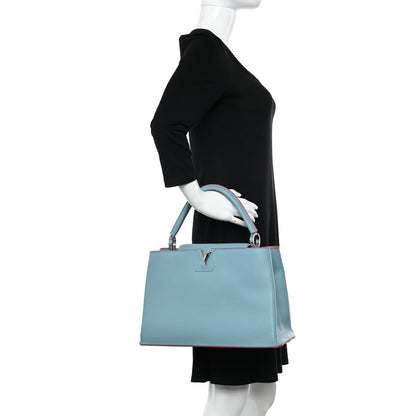 Louis Vuitton Taurillon Capucines GM Ciel Rubis 2 of 14