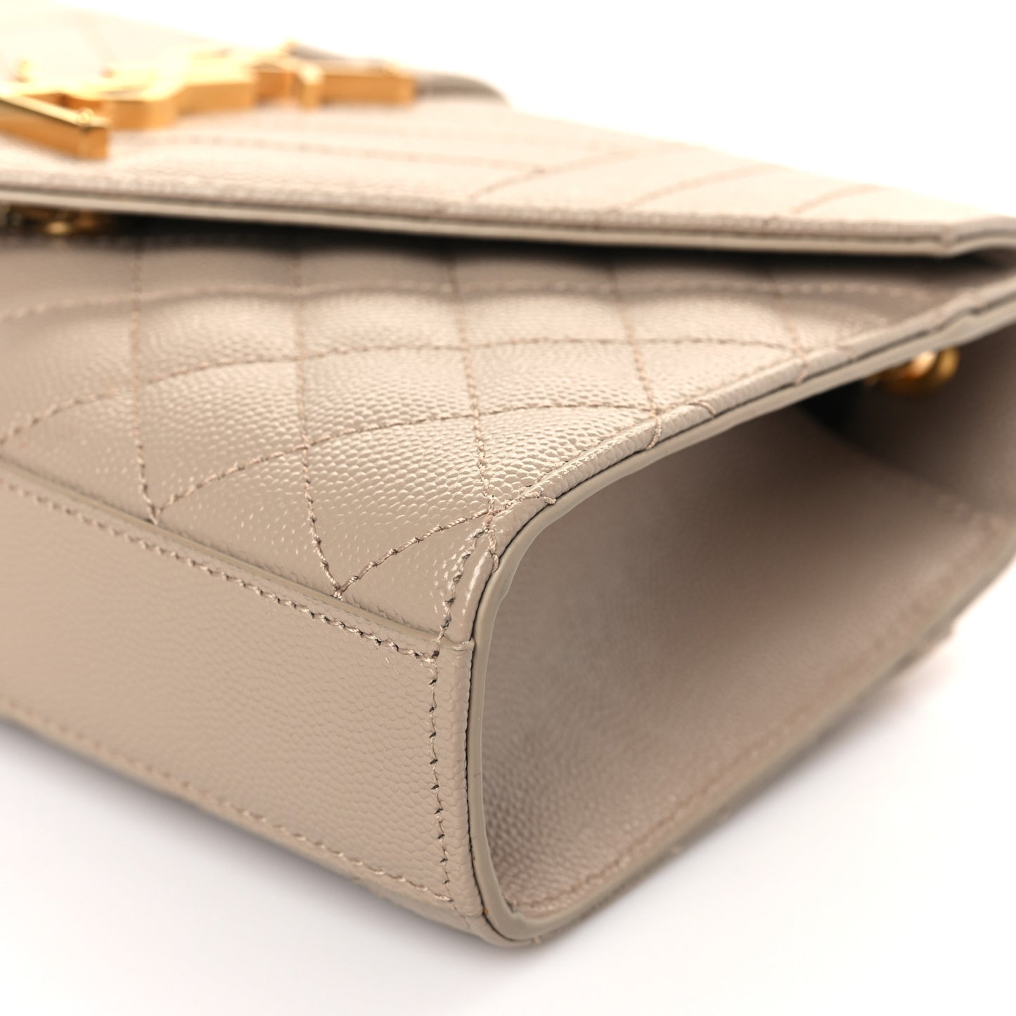 Grain De Poudre Textured Mixed Matelasse Triquilt Small Monogram Satchel Dark Beige