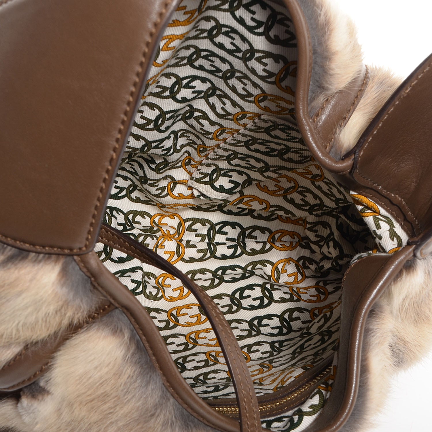 Gucci Rabbit Fur 85th Anniversary Horsebit Hobo Brown 78770