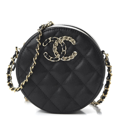 Chanel Caviar Quilted French New Wave Round Clutch With Chain Black 1 of 10