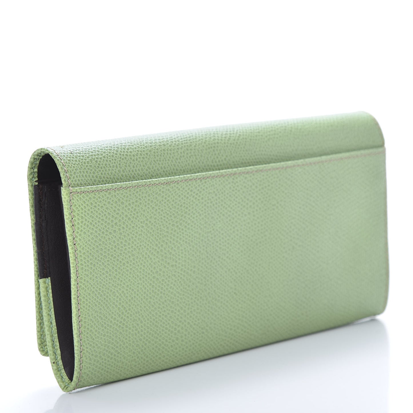 Grained Calfskin Continental Wallet Green