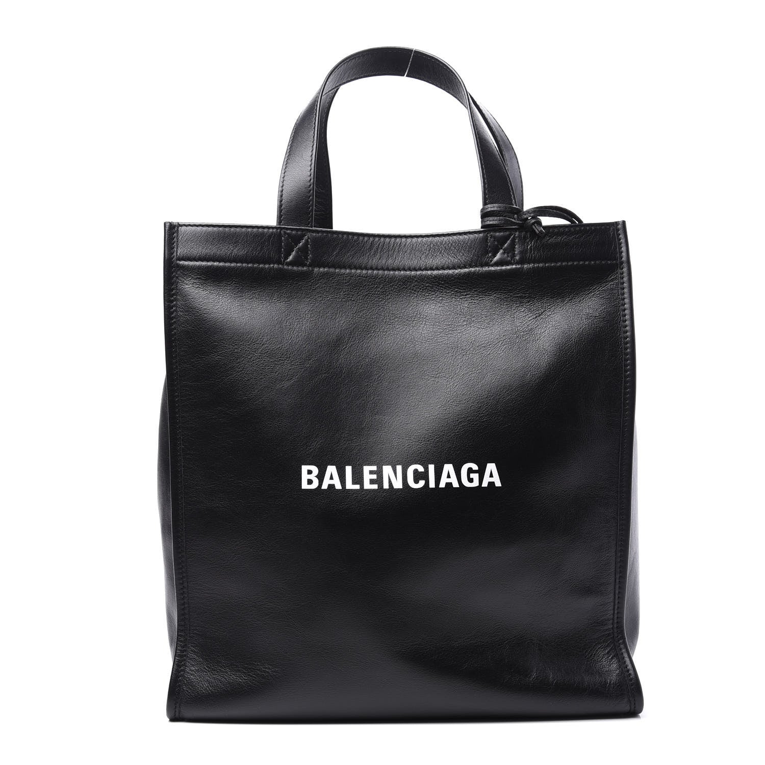 Balenciaga Calfskin Printed Logo Small Market Shopper Tote Black 2 of 12