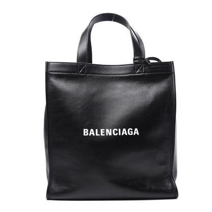 Balenciaga Calfskin Printed Logo Small Market Shopper Tote Black 2 of 12