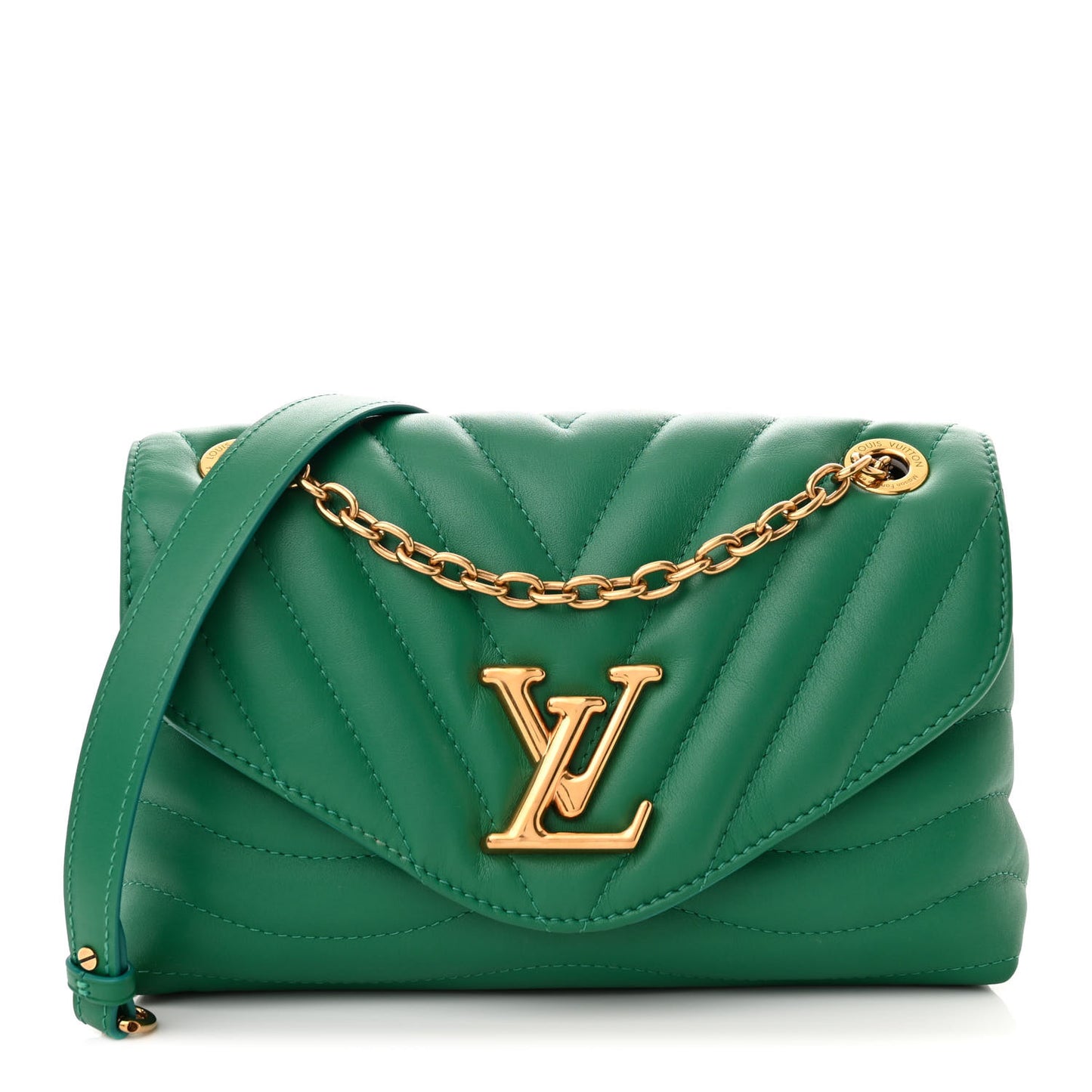 Calfskin New Wave Chain Bag MM NM Emerald