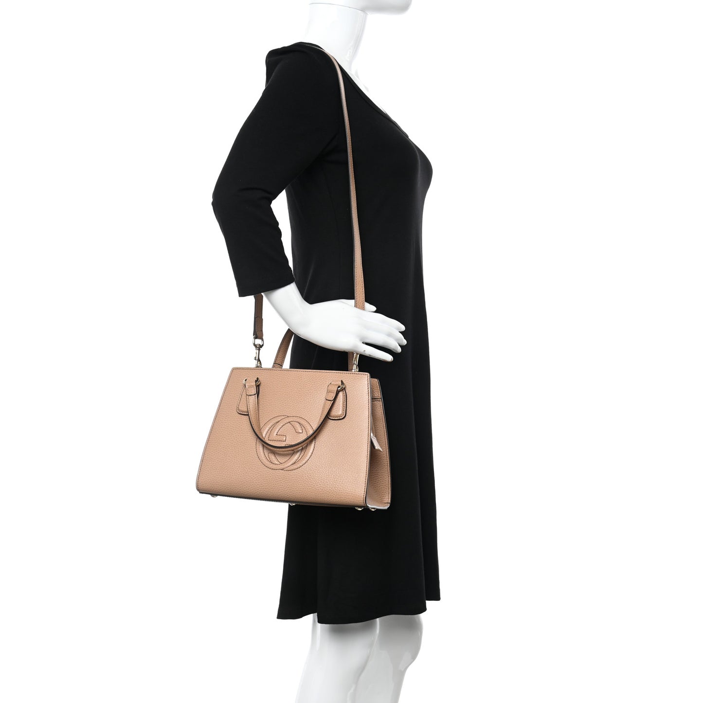 Dollar Calfskin Medium Soho Top Handle Satchel Camelia