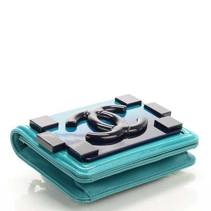 Chanel Plexiglass Patent Mini Boy Brick Flap Turquoise Navy 4 of 7