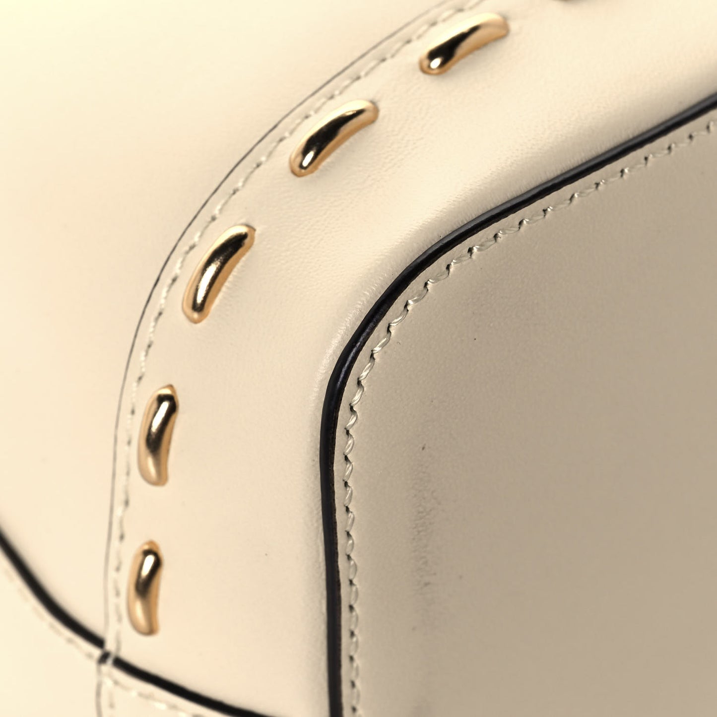 Vitello King F is Fendi Logo Debossed Metal Stitch Mini Mon Tresor Bucket Bag Pergamena