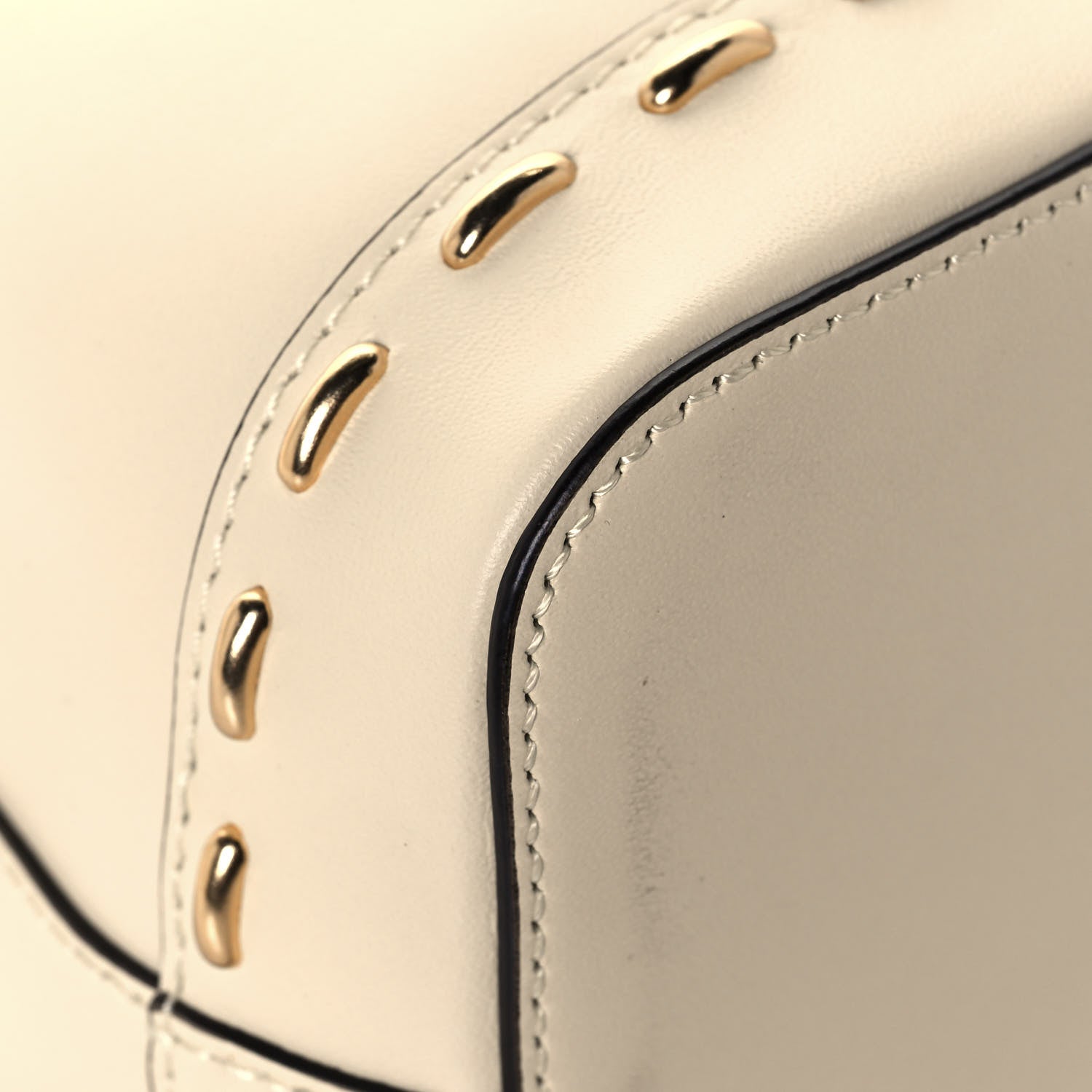 Fendi Vitello King F is Fendi Logo Debossed Metal Stitch Mini Mon Tresor Bucket Bag Pergamena 11 of 14