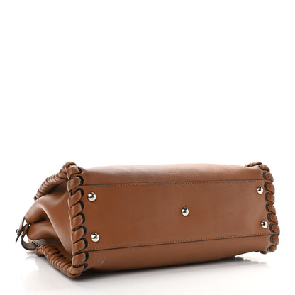 Fendi Calfskin Lace Up Medium Peekaboo Iconic Satchel Cognac 3 of 17