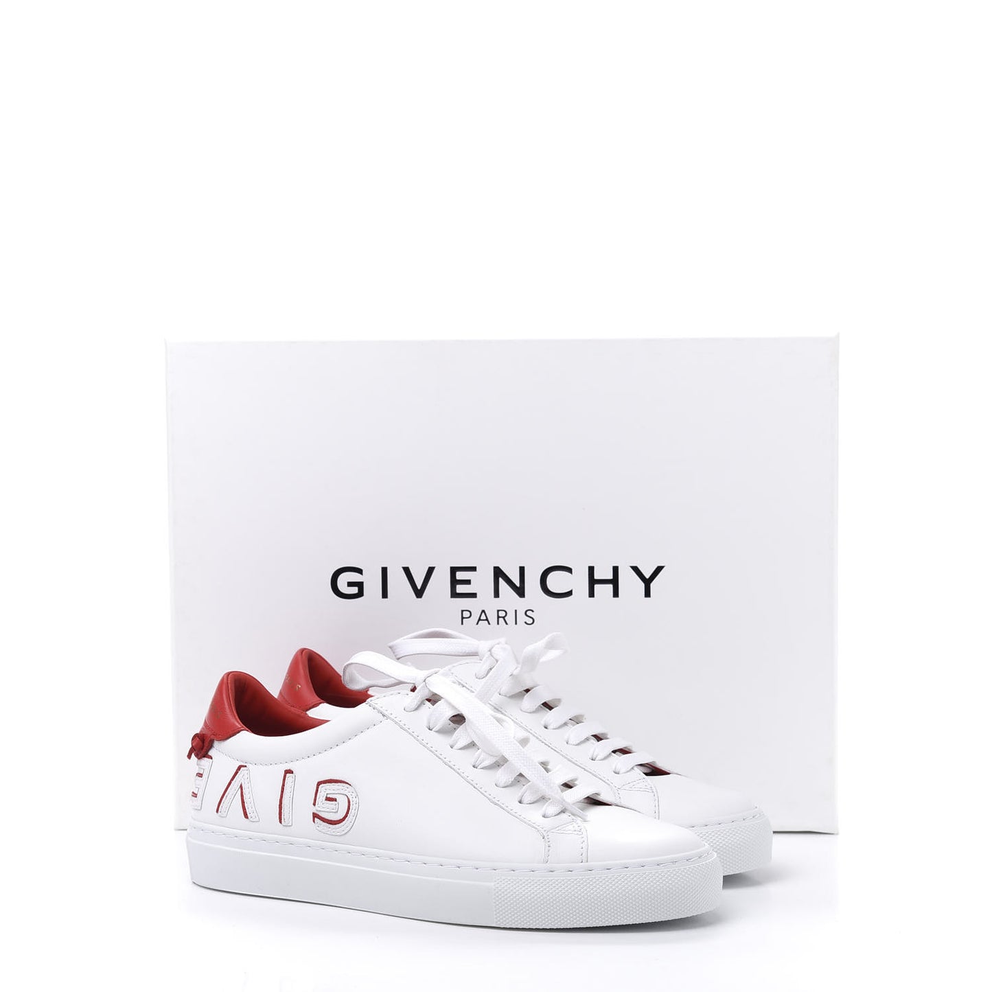 Calfskin Reverse Logo Womens Urban Street Sneakers 35 White Red