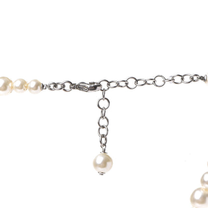 Chanel Pearl Crystal CC Multi Strand Long Necklace Silver 3 of 5