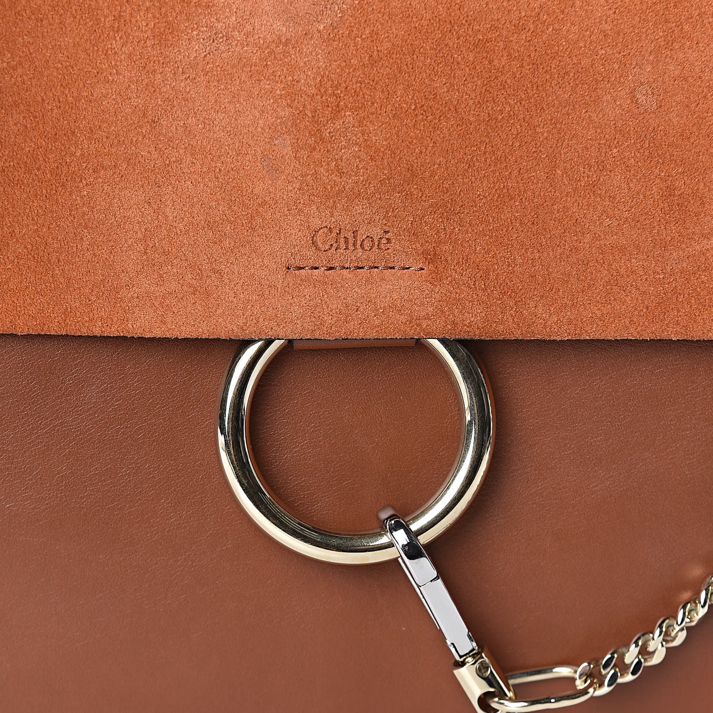 Suede Calfskin Medium Faye Shoulder Bag Tobacco