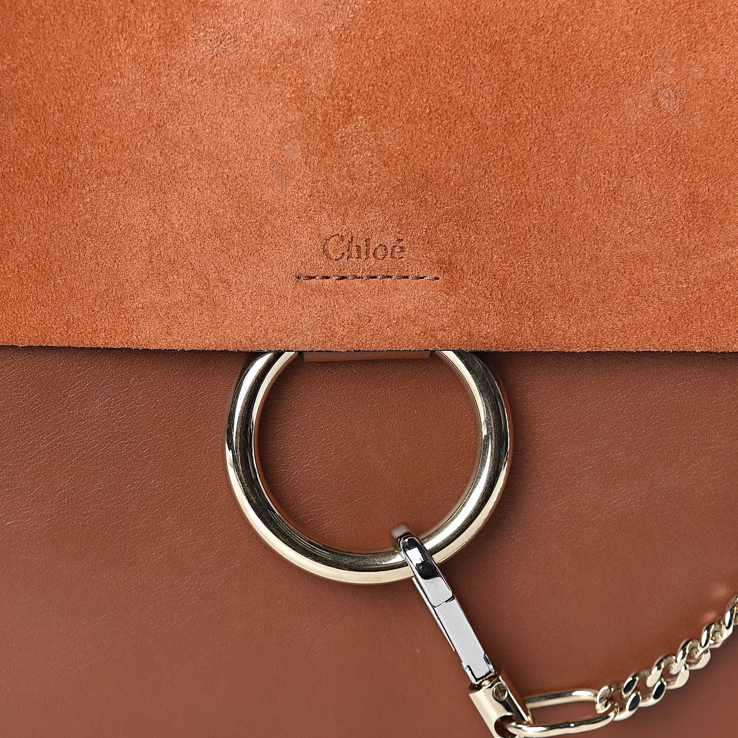 Chloe Suede Calfskin Medium Faye Shoulder Bag Tobacco 8 of 10