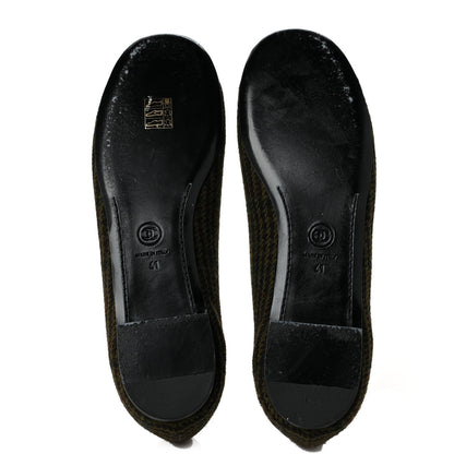 Chanel Tweed Lambskin Cap Toe Ballerina Flats 41 Green Black 5 of 7