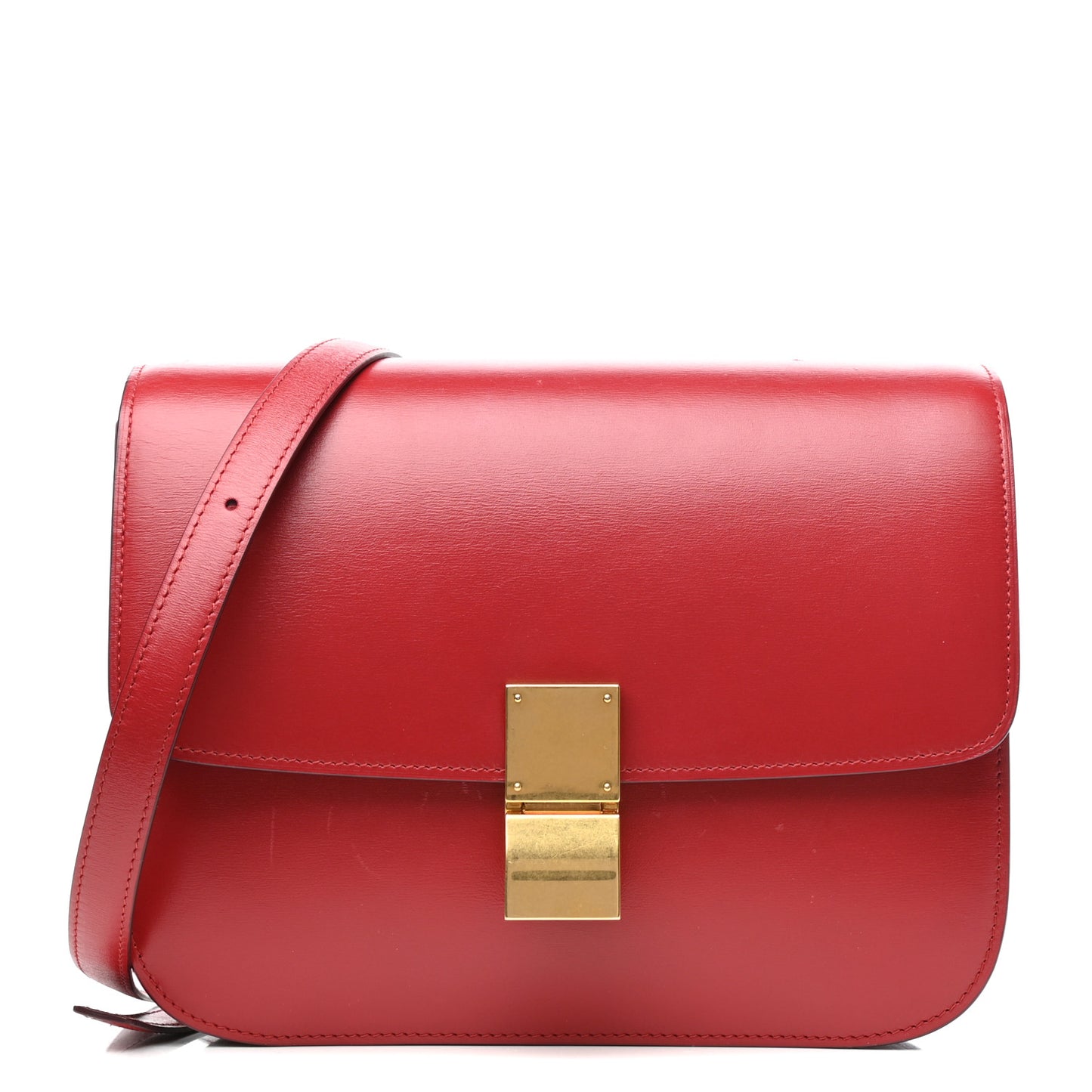 Box Calfskin Medium Classic Box Flap Bag Red