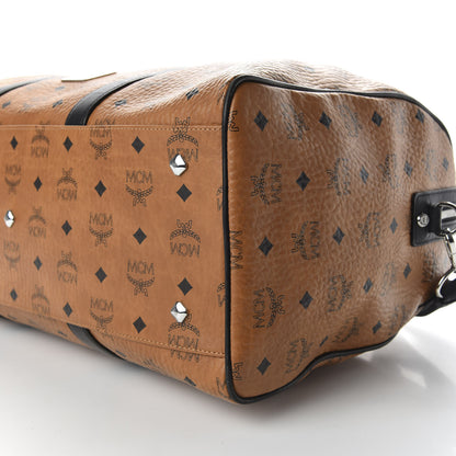 MCM Visetos Medium Traveler Weekender Duffle Bag Cognac Black 6 of 8