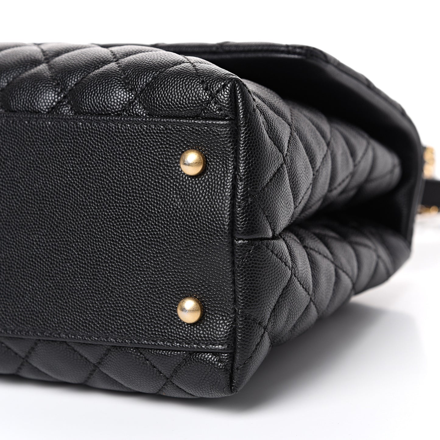 Caviar Lizard Quilted Medium Coco Handle Flap Black