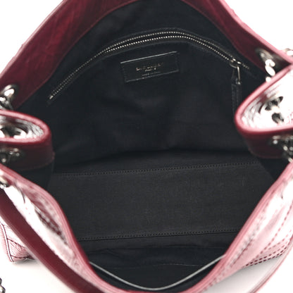 Saint Laurent Crinkled Calfskin Matelasse Monogram Medium Niki Shopper Tote Burgundy 5 of 8