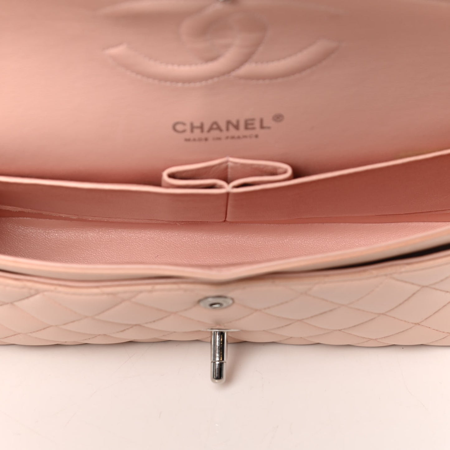 Lambskin Quilted Medium Double Flap Light Pink
