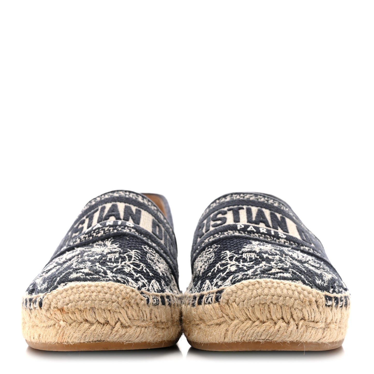 Embroidered Toile De Jouy Granville Espadrille 36 Off White Blue
