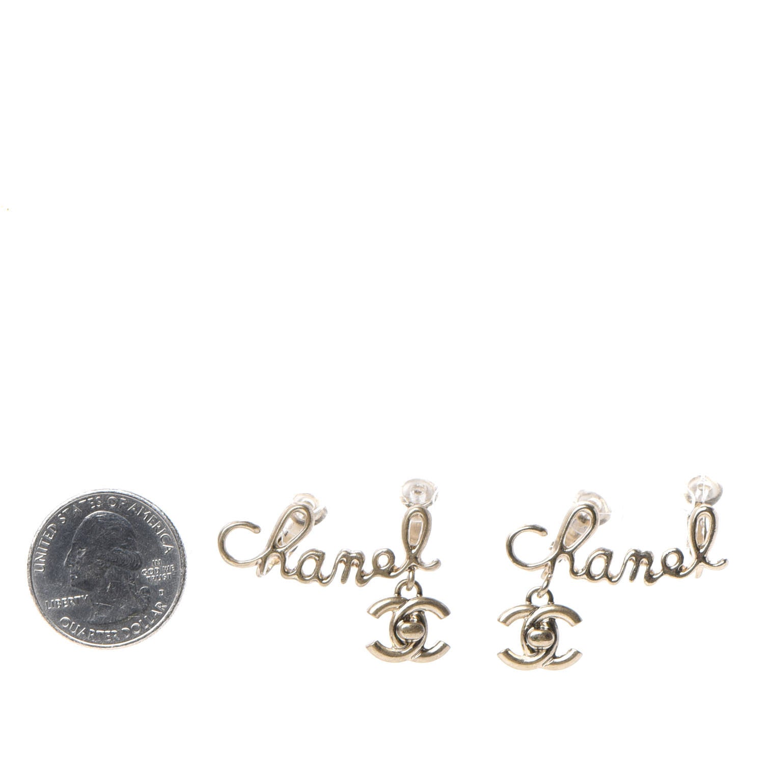Chanel Metal Logo CC Turnlock Clip On Earrings Gold 2 of 4