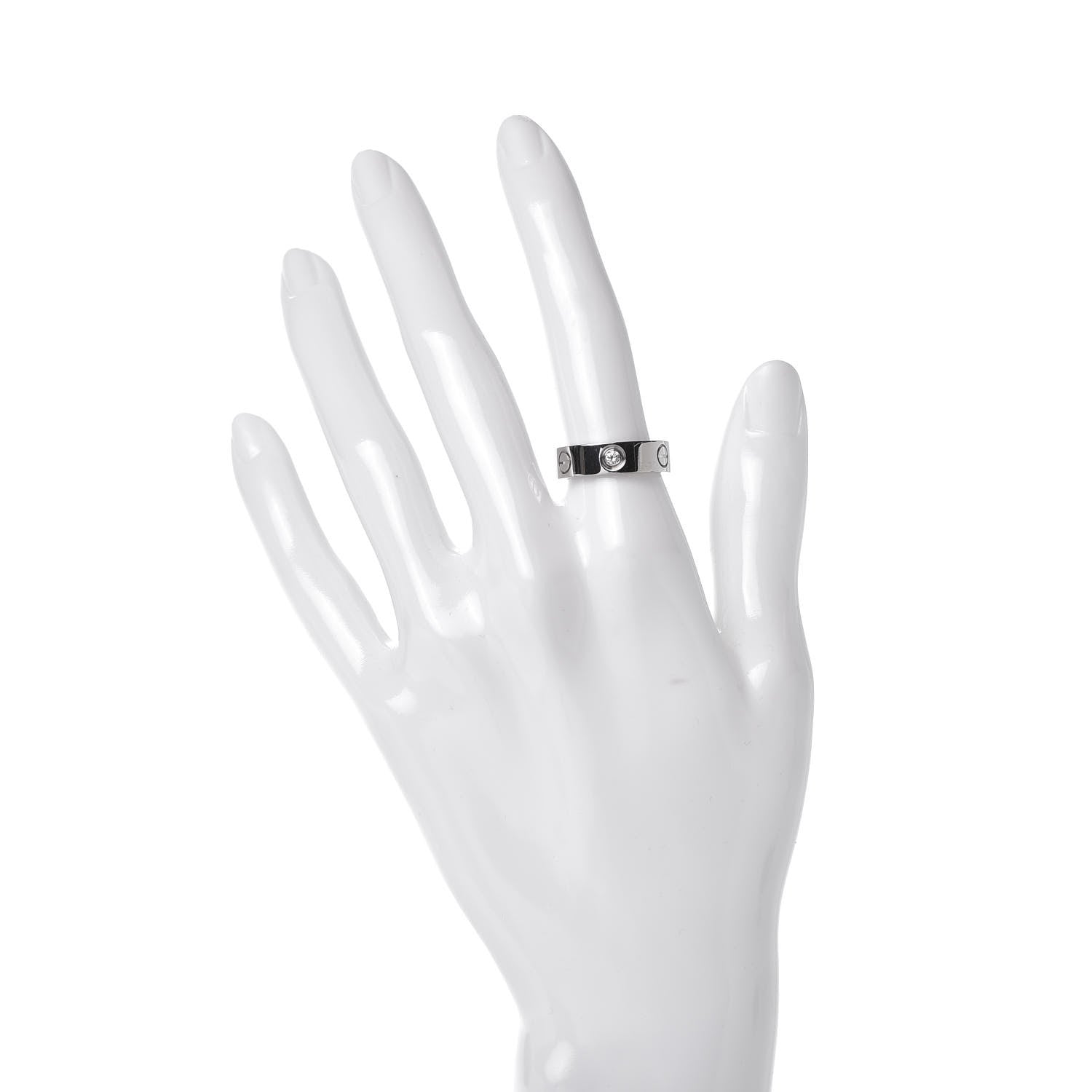 Cartier 18K White Gold 3 Diamond 5.5mm LOVE Ring 51 5.75 1 of 6