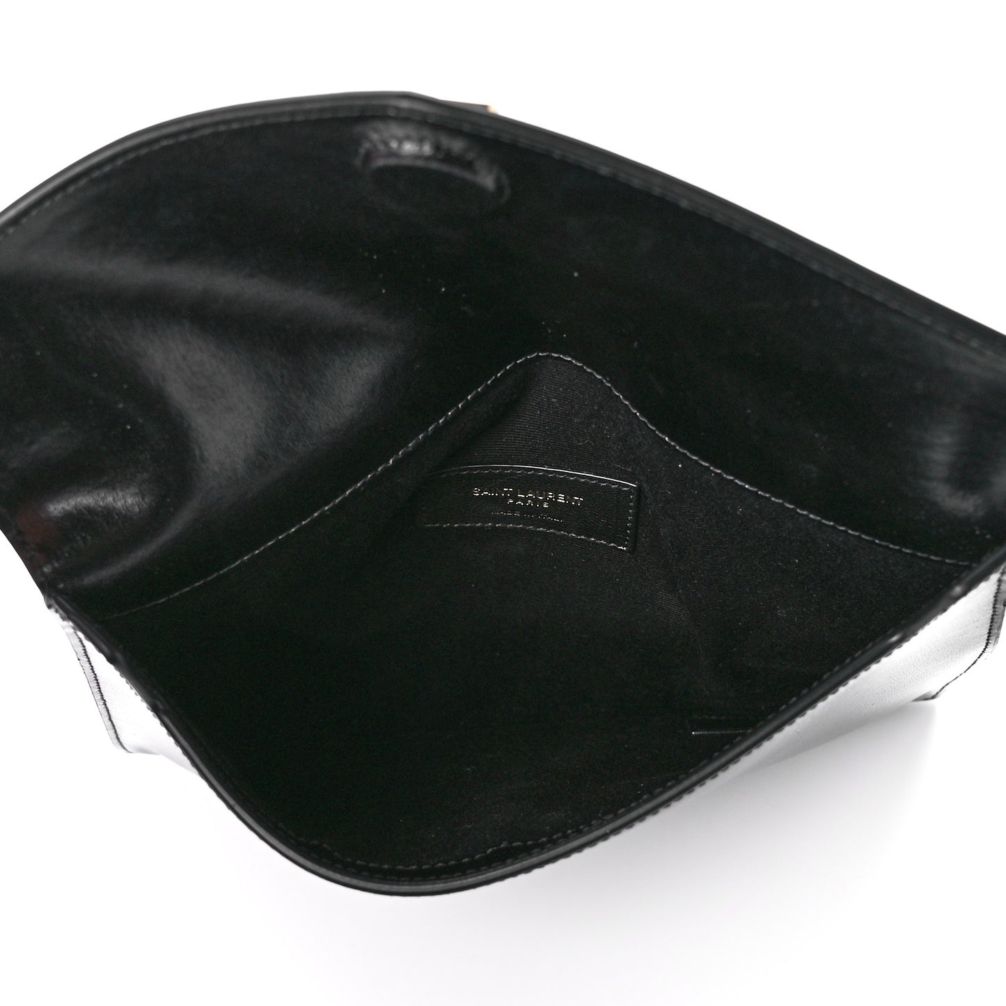 Smooth Shiny Calfskin Monogram Uptown Baby Pouch Black