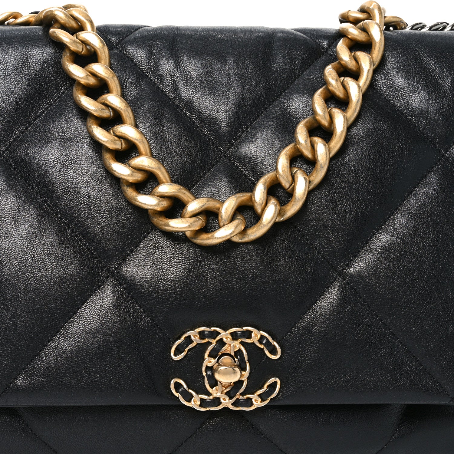 Chanel Goatskin Quilted Maxi Chanel 19 Flap Black 8 of 10