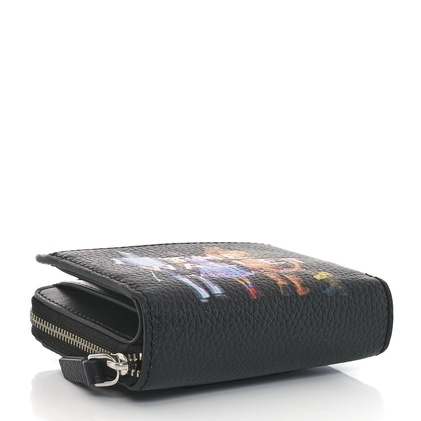 X The Wizard Of Oz Friends of Dorothy Grained Calfskin Mini Compact Wallet Black Multicolor