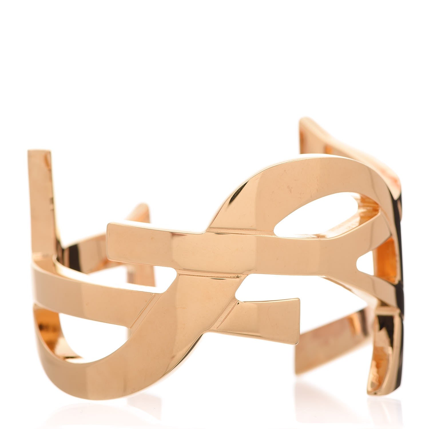 Saint Laurent Brass Monogram Small Cuff Bracelet Gold 1 of 5