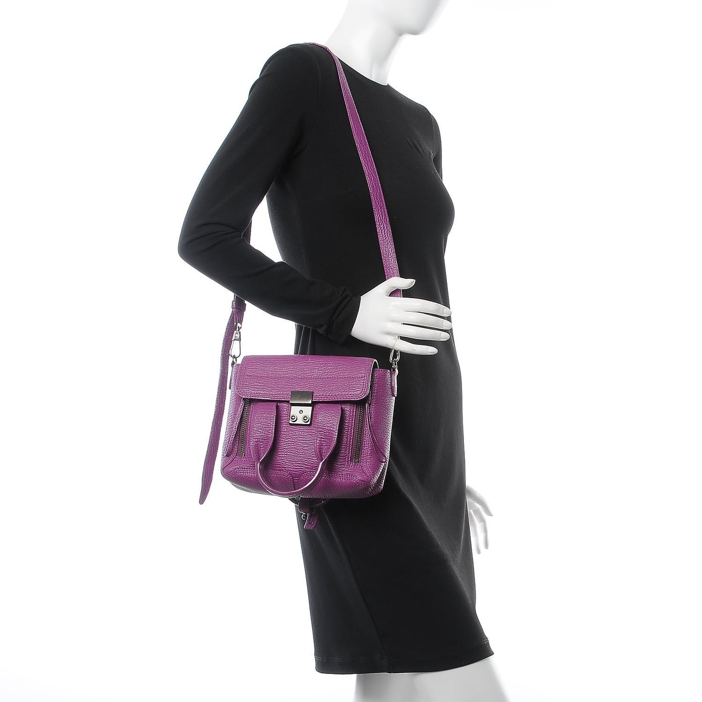 3.1 Textured Calfskin Mini Pashli Satchel Orchid