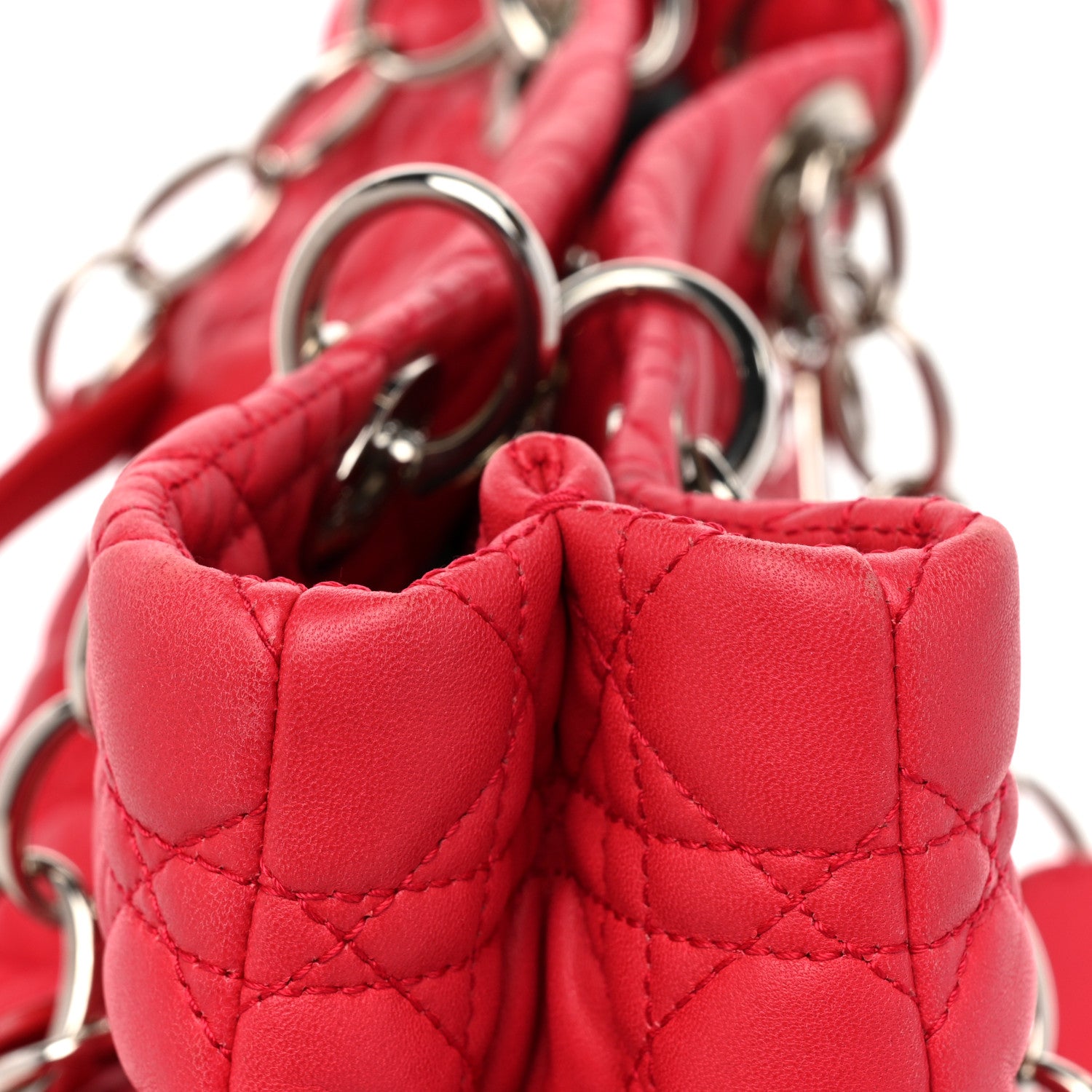 Christian Dior Lambskin Cannage Large Dior Soft Shopping Tote Red 15 of 16