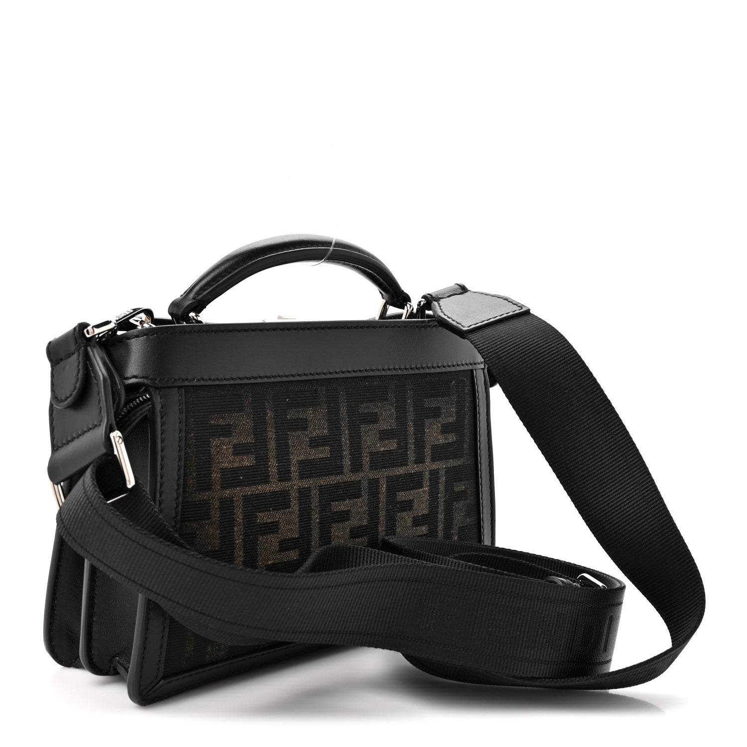 Fendi FF Vitello King Jacquard 1974 Mini Peekaboo I SEE U Satchel Brown 2 of 12