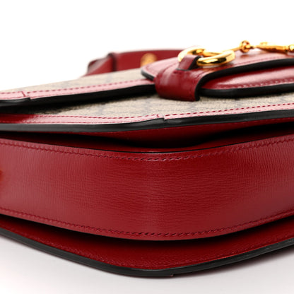 Gucci GG Supreme Monogram Azalea Calfskin Horsebit 1955 Shoulder Bag Beige Ebony New Cherry Red 8 of 9